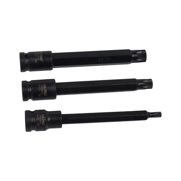 US PRO INDUSTRIAL 9pc 3/8" Dr Extra Long Impact Spline Bit Socket Set M4 - M14 7537