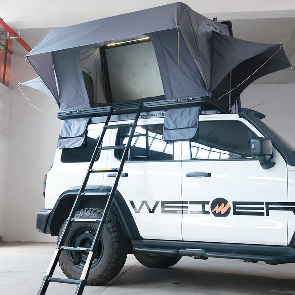 WEIER Vehicle Car Rooftop Tent - For Car / RV / Pickup / Van / Camper / 4x4 + Ladder + 7cm Mattress + Light + Shoe Bag