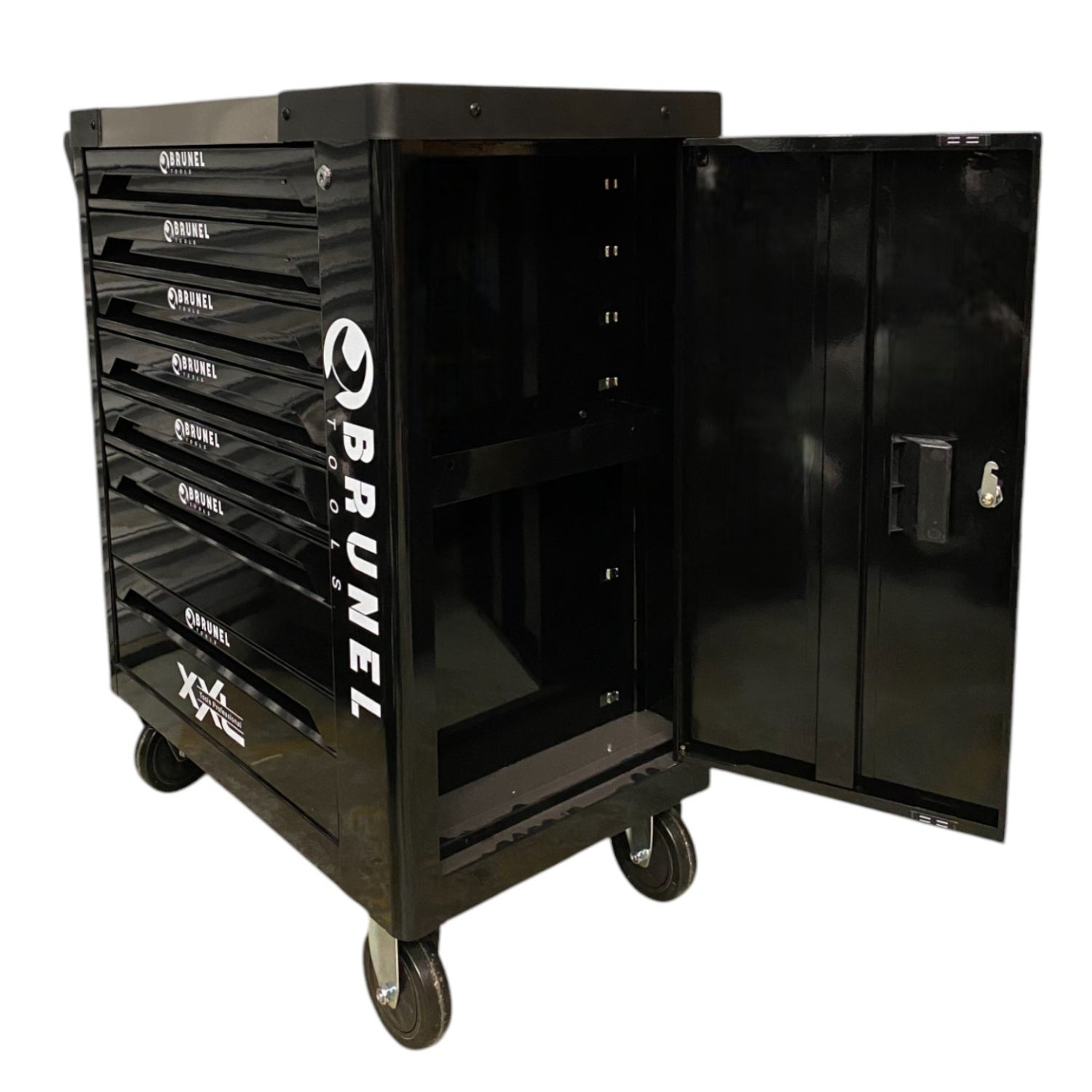 BRUNEL Tools 7 Drawer Caster Mounted Roller Tool Chest Cabinet - Black
