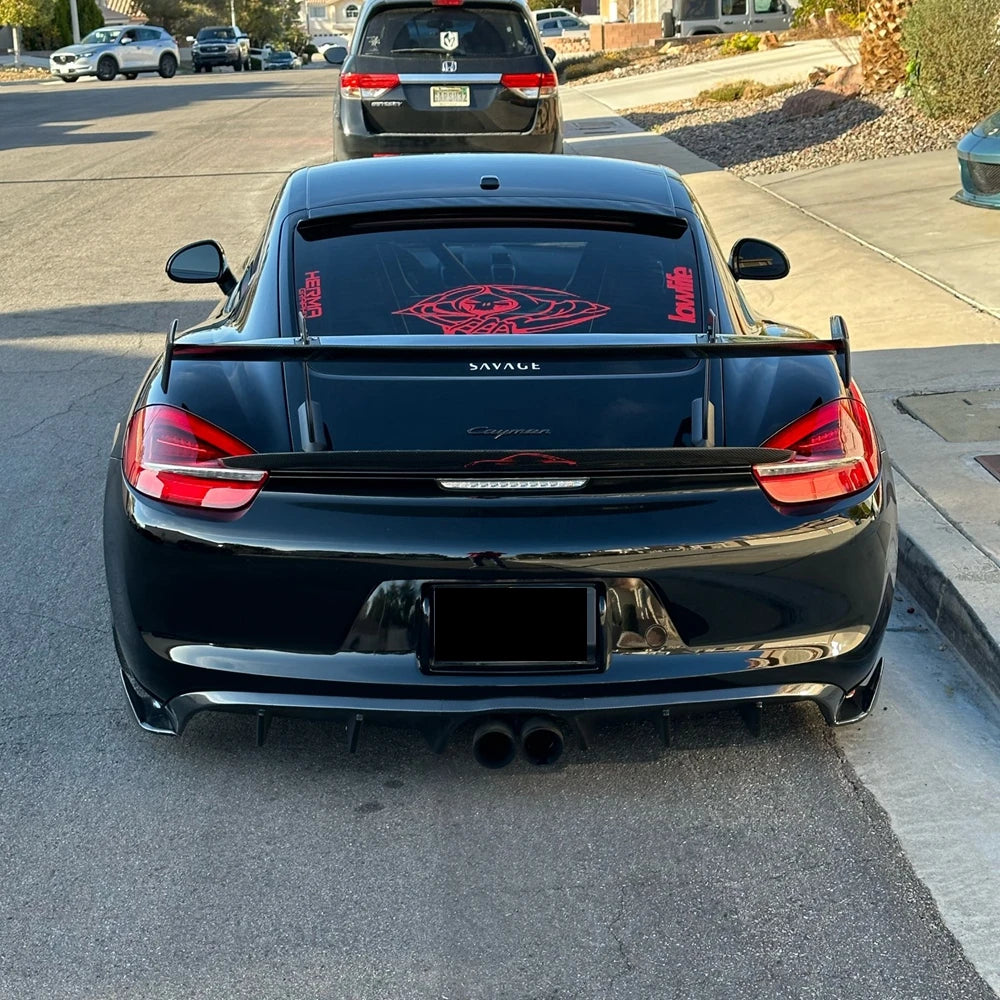 Carbon Fiber Rear Trunk Boot Tail Spoiler Double-Deck Wing Lip for Porsche Cayman 718 987 997 998 981 911 Boxster GT4