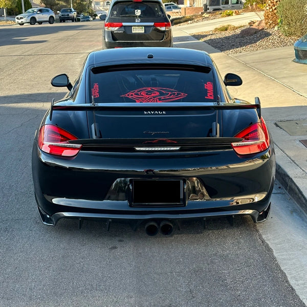 Carbon Fiber Rear Trunk Boot Tail Spoiler Double-Deck Wing Lip for Porsche Cayman 718 987 997 998 981 911 Boxster GT4