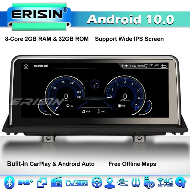 ES2870B 8-Core 10.25” CarPlay Android 10.0 Car Stereo GPS Sat Navi Radio BMW X5 E70 X6 E71 CIC CCC IPS WiFi 4G BT DAB+