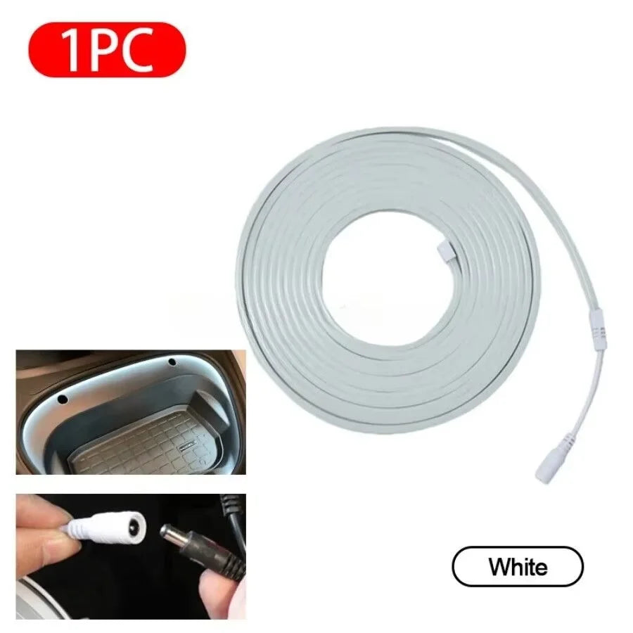 Flexible LED Ambient Light Strip 5m DC12V for Tesla Model Y 3 S After Trunk Frunk Silicone Interior Car Decorative Lamp DIY Lamp