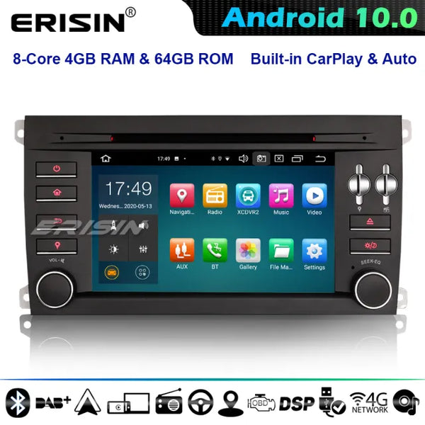 ES8197S 64GB 8-Core DSP CarPlay Android 10.0 Car Stereo GPS Radio for Porsche Cayenne CD 4G WiFi Bluetooth