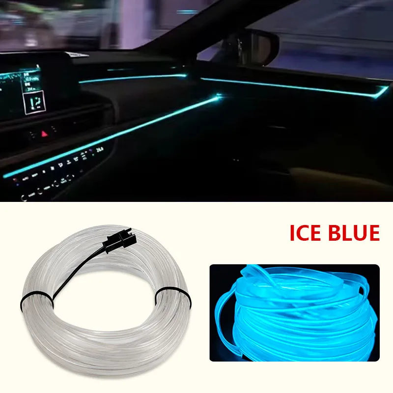 LED Car Interior Decoration Light EL Wiring Neon Strip 1/3/5M For Auto DIY Flexible Ambient Light with USB Drive Atmosphere Lamp