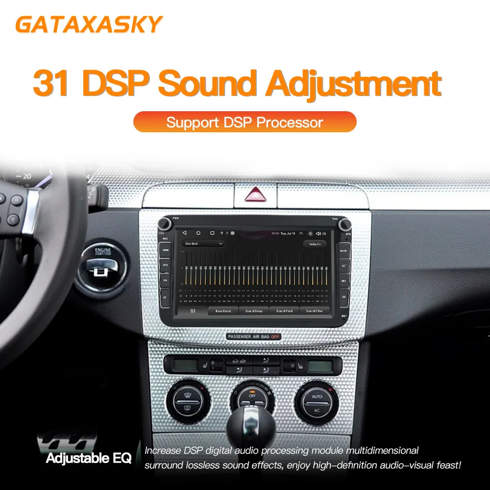 GATAXASKY 8" Car Radio multimedia player For VW Volkswagen Passat B7 B6 Golf Touran Polo Tiguan Jetta 2 din Android 12 Carplay