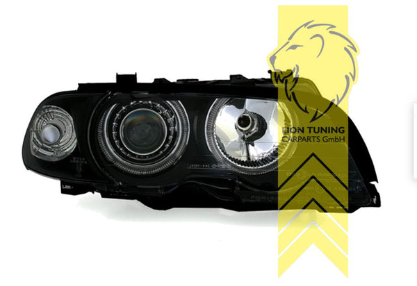 LT LED DRL Halo Angel Eye Headlights BMW 3-Series E46 Coupe Cabrio 99-03 black