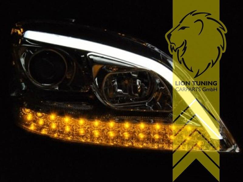 LT LED DRL Lightbar Headlights Mercedes W164 ML M-Class 05-08 black LHD