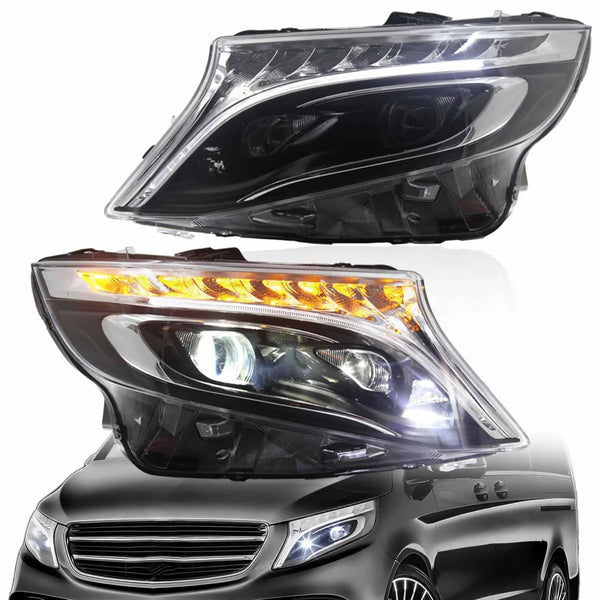 VLAND EU Pair Mercedes Metris Vito 14-23 LED DRL Lightbar Halo Headlights LHD