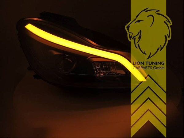 LT LED DRL Lightbar Headlights Mercedes Benz W204 S204 C-Class gloss black LHD