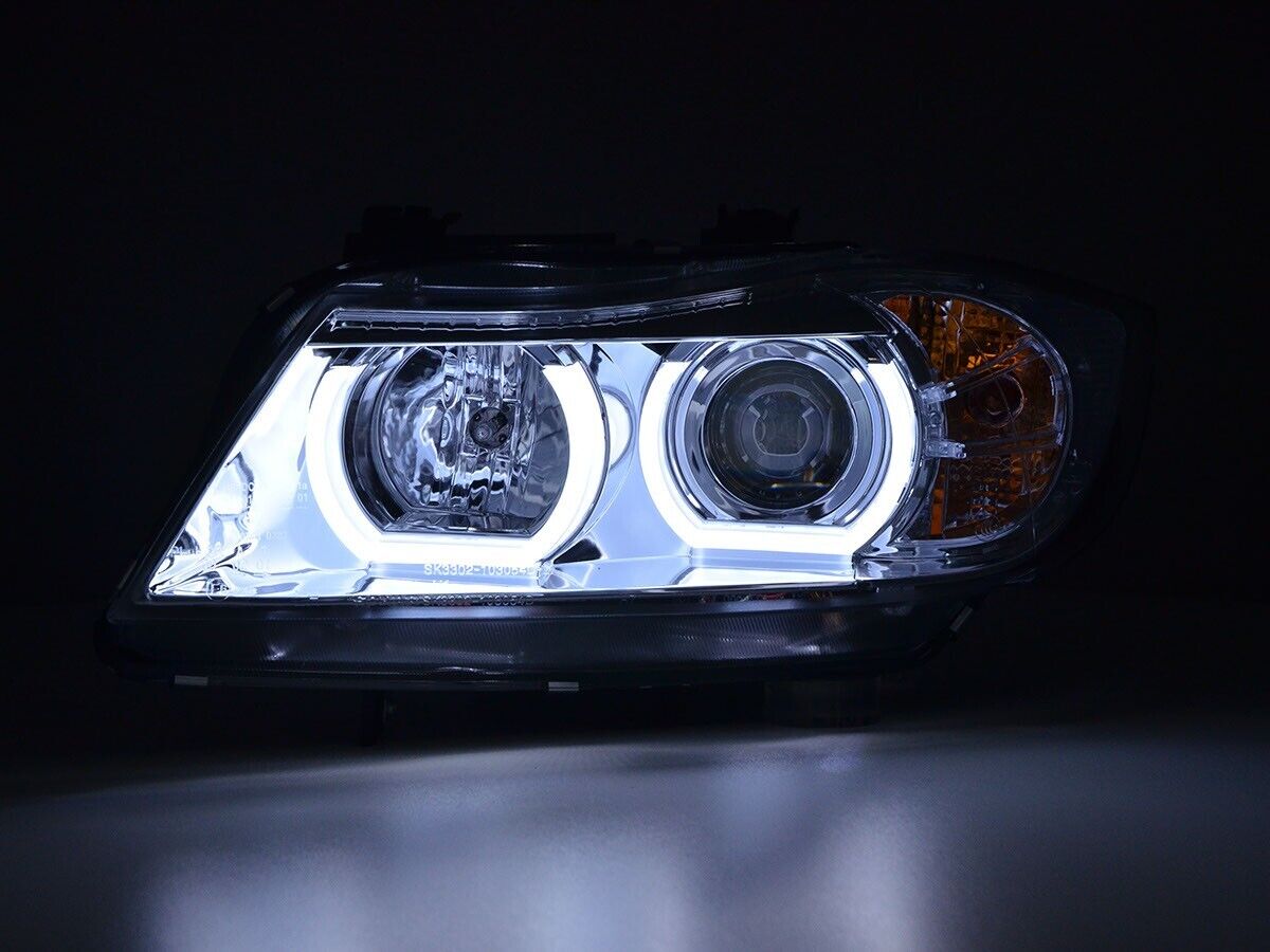 FK Pair LED DRL XENON Headlights BMW 3-series E90 E91 05-08 Chrome LHD