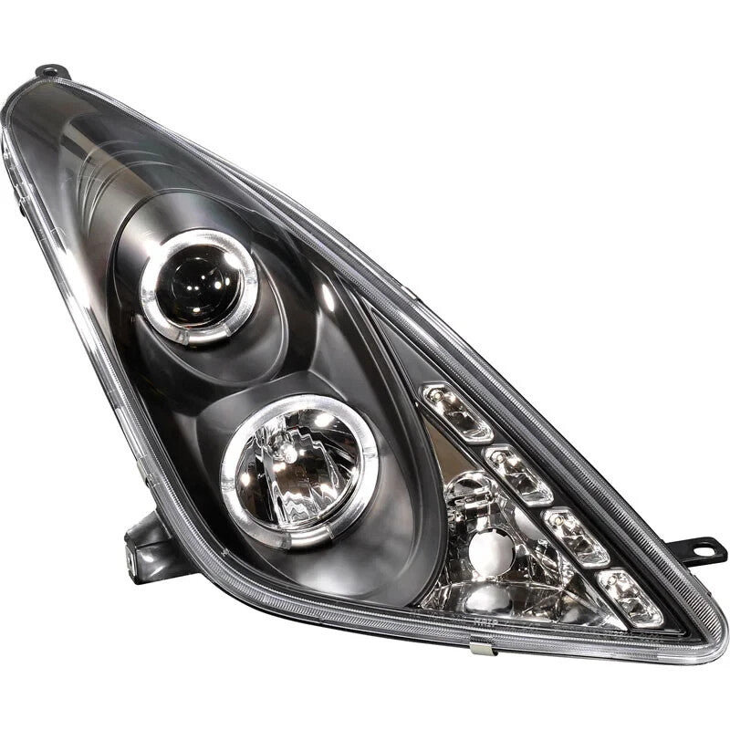 UK ATS Pair LED DRL Lightbar Halo Headlights Toyota Celica 01-05 Black H1 LHD