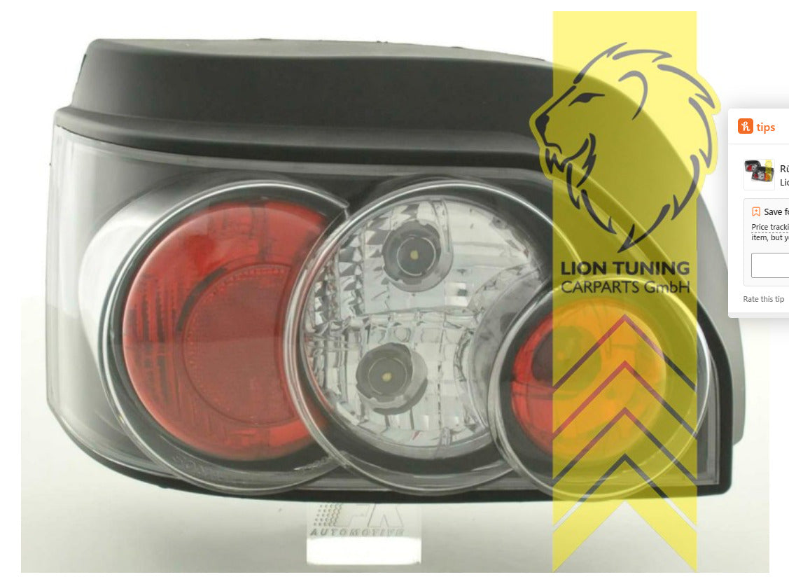 LT Pair Halogen Rear Lights Tail Lamps Renault Clio A black B57 C57 90-98 LHD