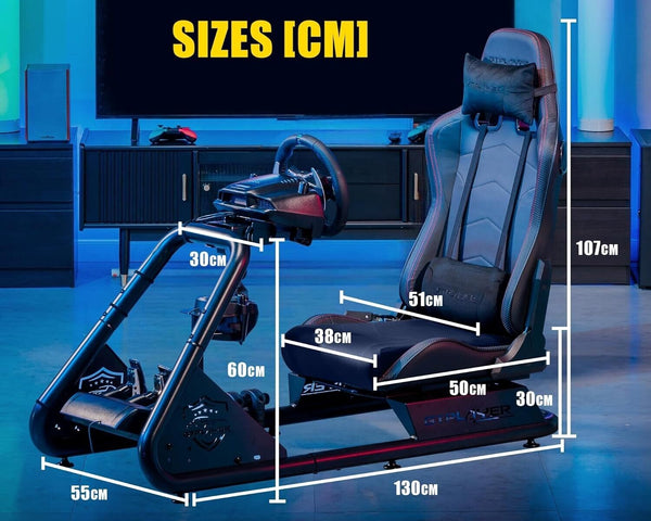 GTP Driving Game Sim Racing Frame Rig + Seat for Wheel Pedals Xbox PS PC