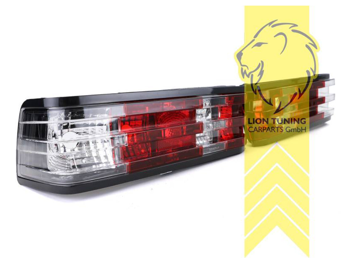 LT Pair Halogen Rear Lights Mercedes W201 190E red white chrome