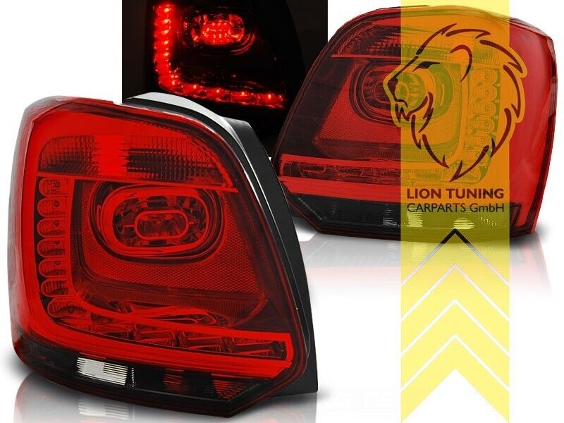 LT Pair LED Lightbar DRL Rear Lights Tail Lamps VW Polo 6R 09-14 red black LHD