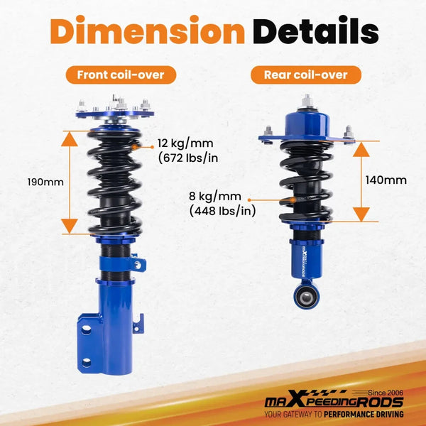 MXPR Adjustable Height Lowering Coilovers Toyota Celica 99-06 T23 1.8 VVT-i TS
