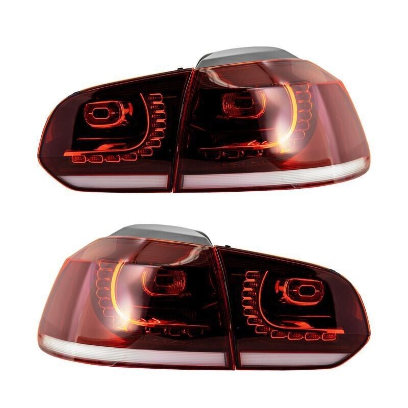 Auto-Style Pair Rear Tail Lights Golf 6 MK6 08-12 Dynamic Red Clear Smoke LHD