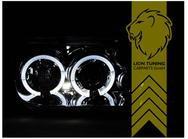 LT Pair LED DRL Lightbar Halo Ring Headlights VW Bora Saloon chrome LHD