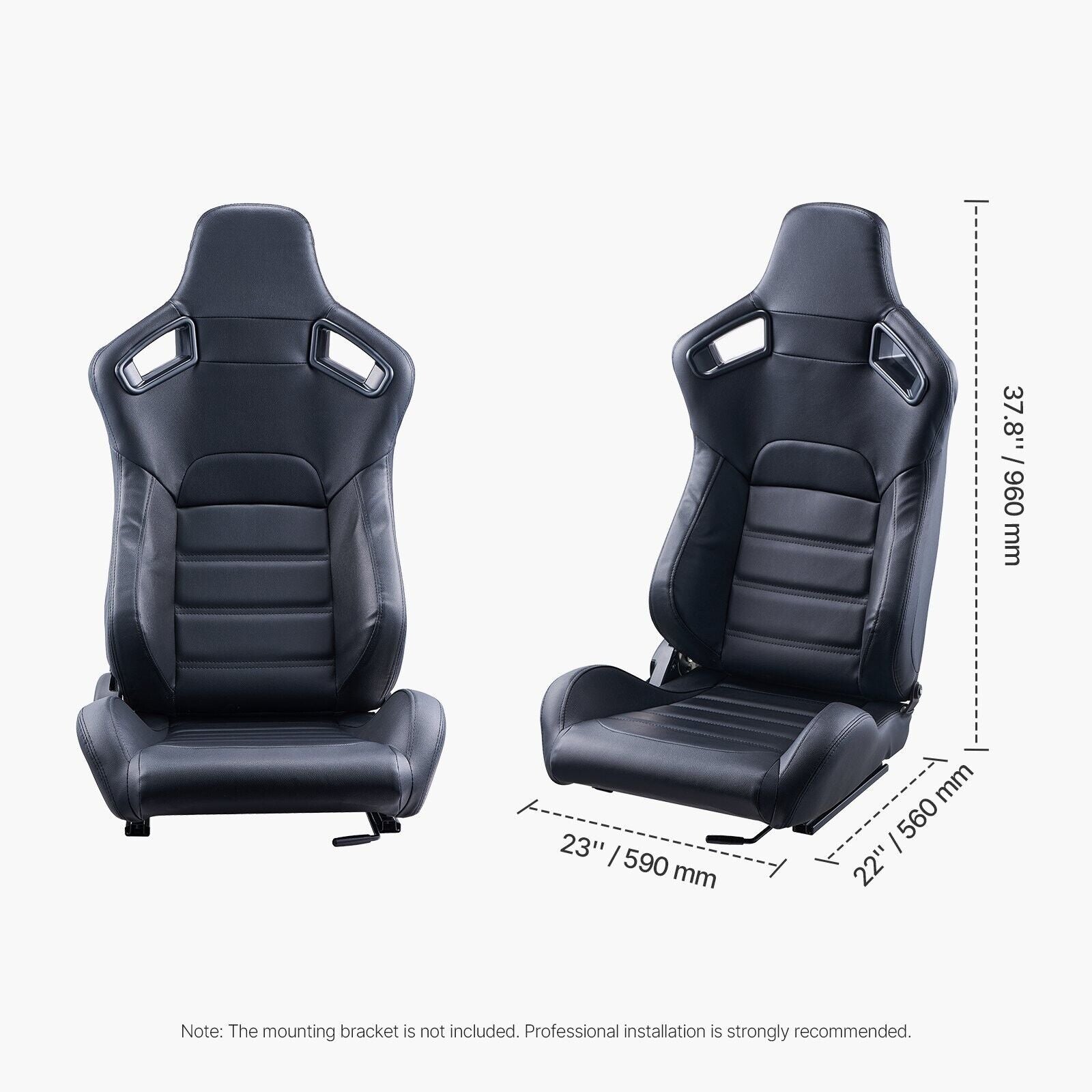 VVR Pair Black Edition Sports Car Van Camper Universal Bucket Seats inc slides