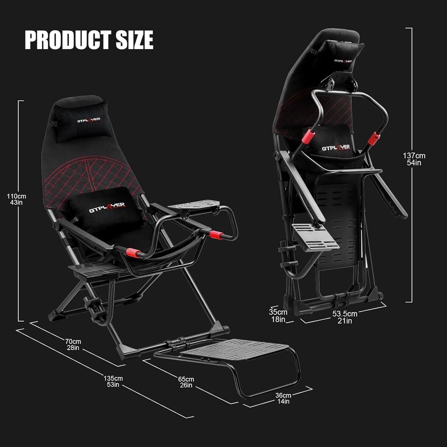 GTP Folding Driving Game Sim Racing Frame Rig & Seat Cockpit Xbox PS PC Console