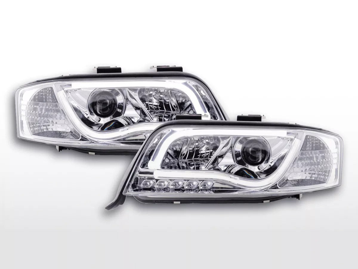 FK Pair LED DRL Lightbar Headlights Audi A6 C5 4B 01-04 Chrome RHD