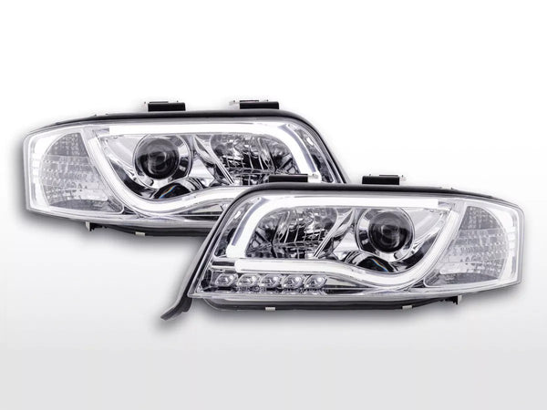 FK Pair LED DRL Lightbar Headlights Audi A6 C5 4B 01-04 Chrome RHD