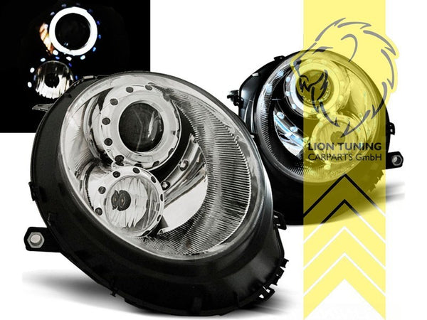 LT Pair LED DRL Lightbar Halo Ring Headlights Mini Cooper R56 R57 Chrome LHD