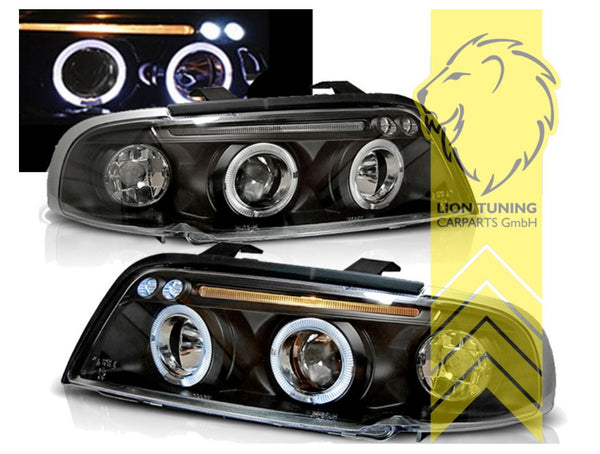 LT LED DRL Lightbar Halo Ring Headlights Audi A4 B5 8D Sedan Avant black LHD