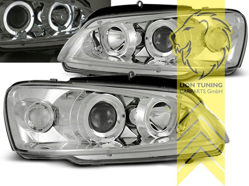 LT Pair LED DRL Lightbar Halo Ring Headlights Peugeot 106 2 1 96-04 chrome LHD