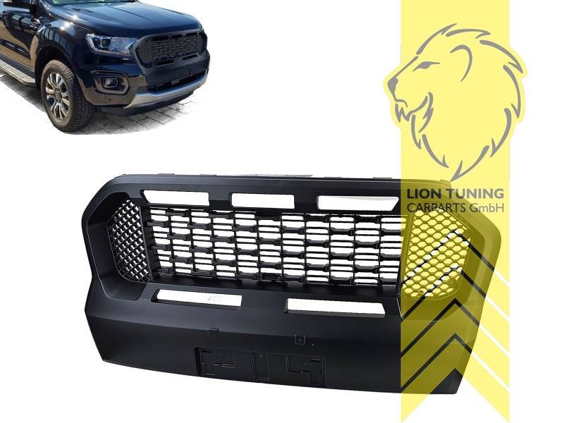 LT front air intake grille radiator grill Ford Ranger T8 19-22 black gloss ABS