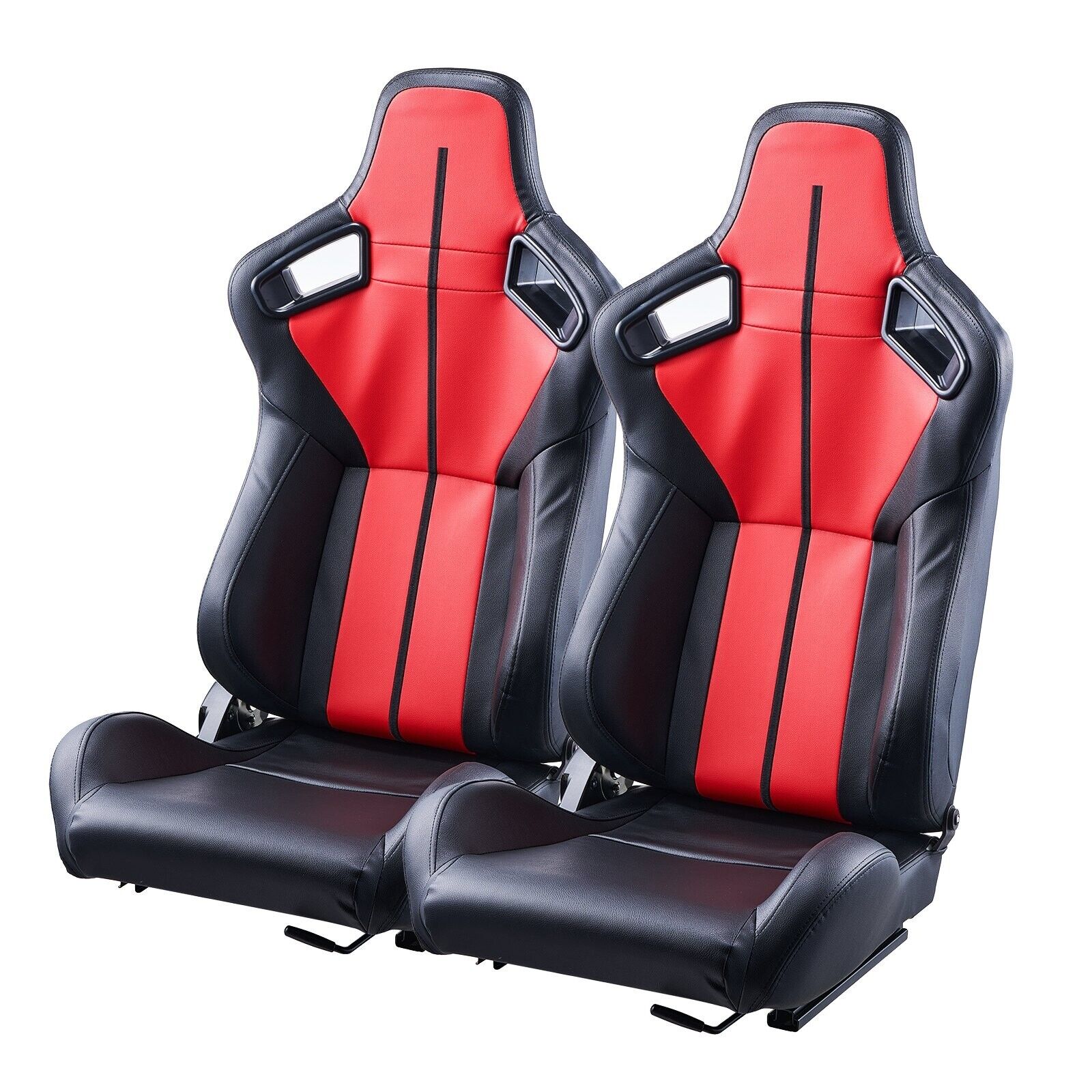 VVR Pair Black & Red Sports Car Van Camper Universal Bucket Seats inc slides