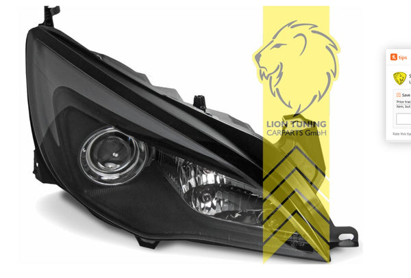 LT Set LED Halo Lightbar Headlights Opel Astra J sedan caravan black 09-15 LHD