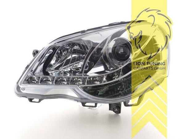 LT LED Halo Lightbar Headlights VW Polo 9N 9N3 05-09 chrome LHD