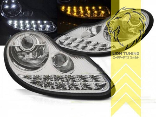 LT Pair LED Headlights Lightbar DRL Porsche 911 Boxster 986 996 96-04 Chrome LHD