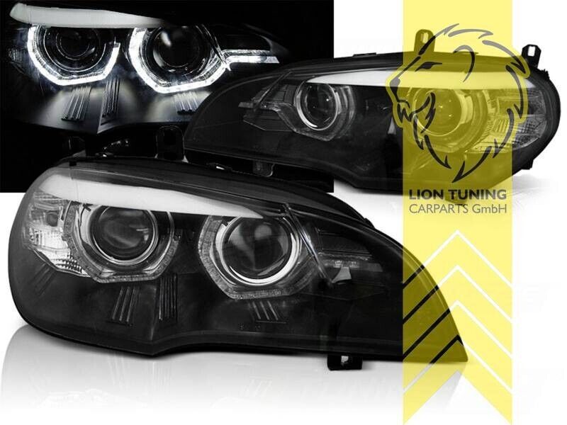 LT Pair LED DRL Halo XENON For AFS Headlights BMW X5 E70 07-10 D1S Black LHD