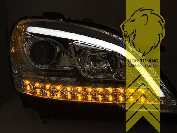 LT LED DRL Lightbar Headlights Mercedes W164 ML M-Class 08+ facelift chrome LHD