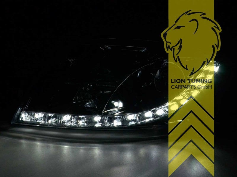 LT Pair LED Halo DRL Lightbar Headlights Audi TT 8N Coupe Cabrio black LHD