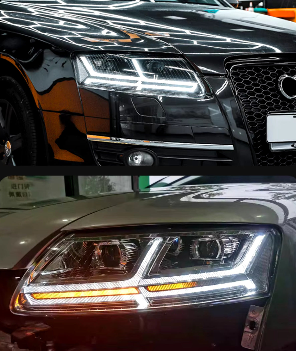 TYPY Pair LED DRL Lightbar Halo Beam Headlights AUDI A6 C6 2005-2011 LHD or RHD