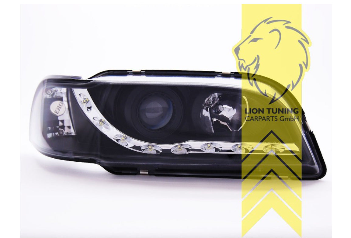 LT LED DRL Halo Lightbar Headlights Volvo S40 V40 Saloon Estate black 95-00 LHD