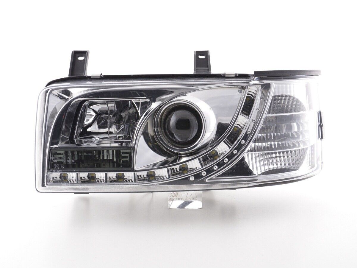 FK Set LED DRL Devil Eye Lightbar Headlights VW Transporter T4 90-96 Chrome RHD