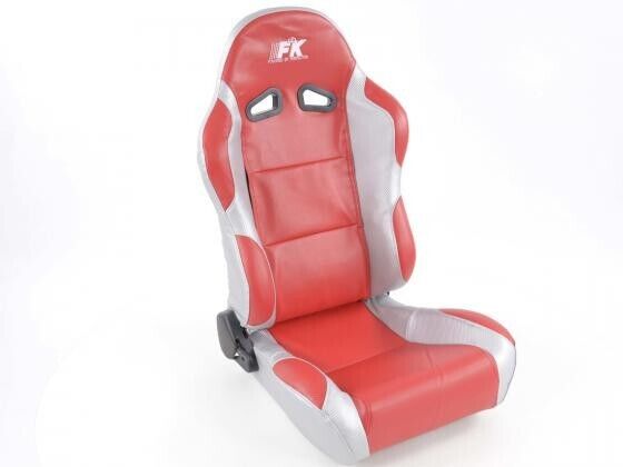 FK Pair Universal Car Van 4x4 Bucket Sports Seats Set - Grey & Red Carbon Weave