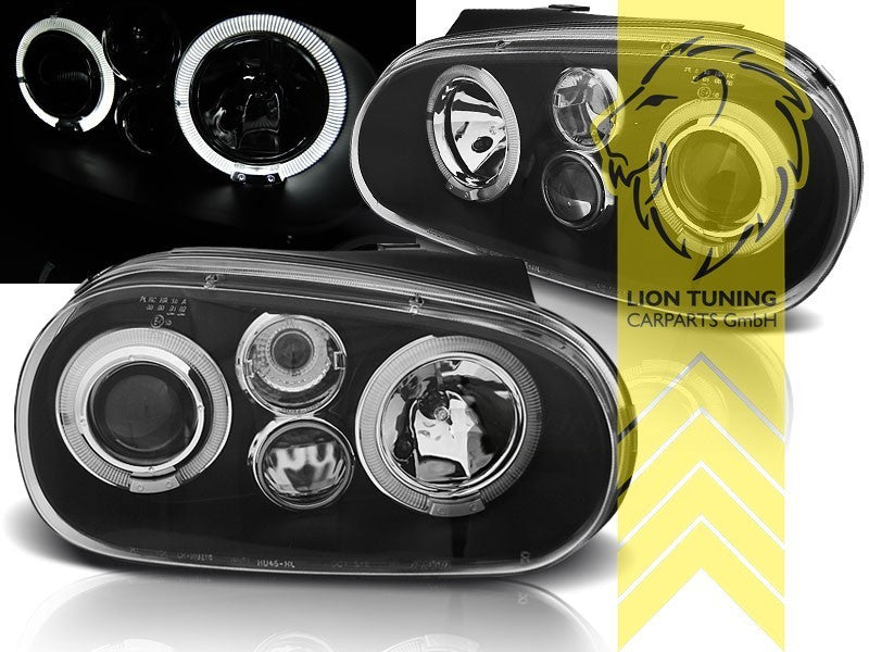 LT LED DRL Halo Ring Headlights VW Golf 4 Sedan Variant Cabriolet black LHD