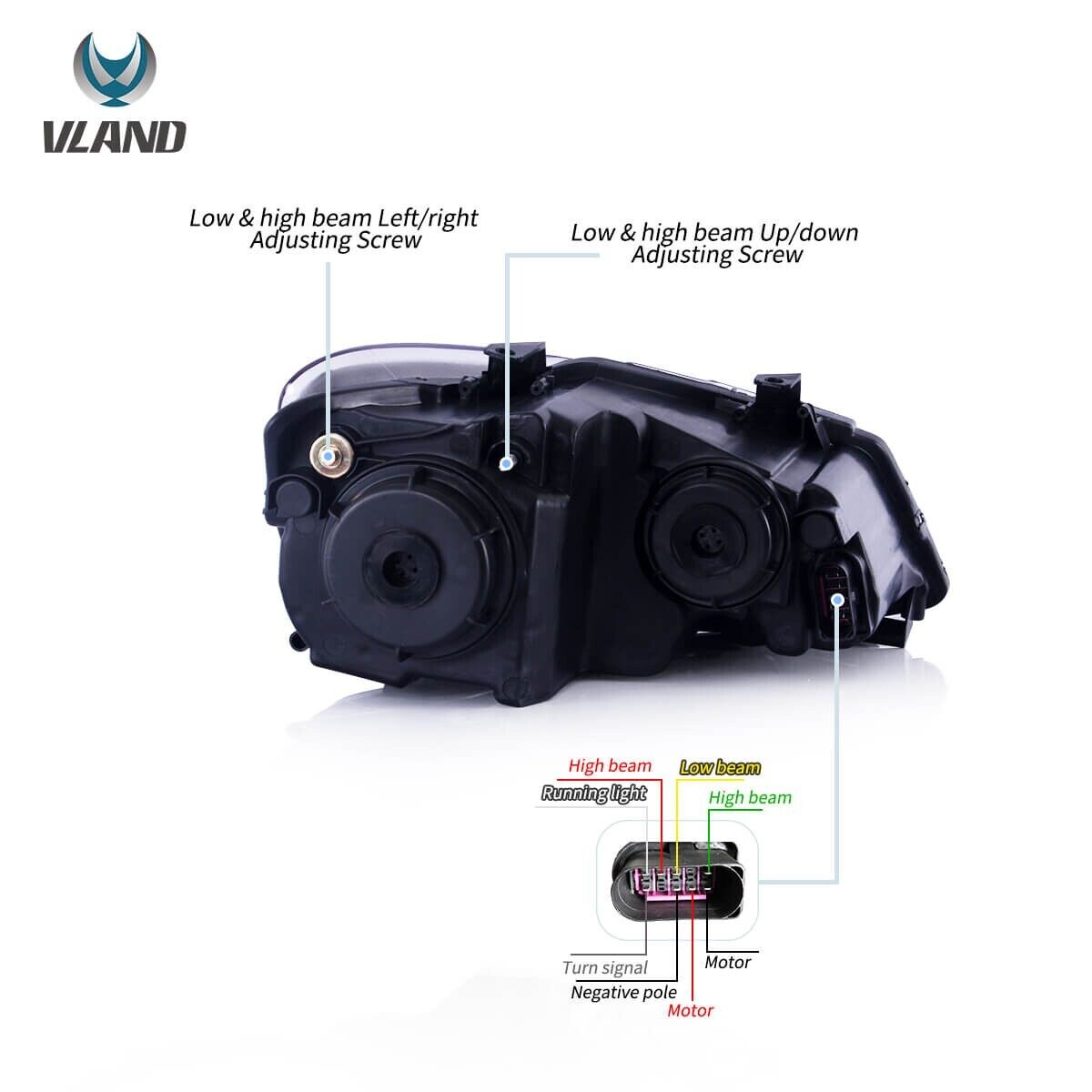 VLAND 09-17 VW Polo 5 MK5 6R 6C Lightbar DYNAMIC LED DRL Headlights Demon Eye LHD
