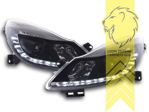 LT Pair LED DRL Lightbar Halo Headlights Opel Vauxhall Corsa D 06-10 Black LHD