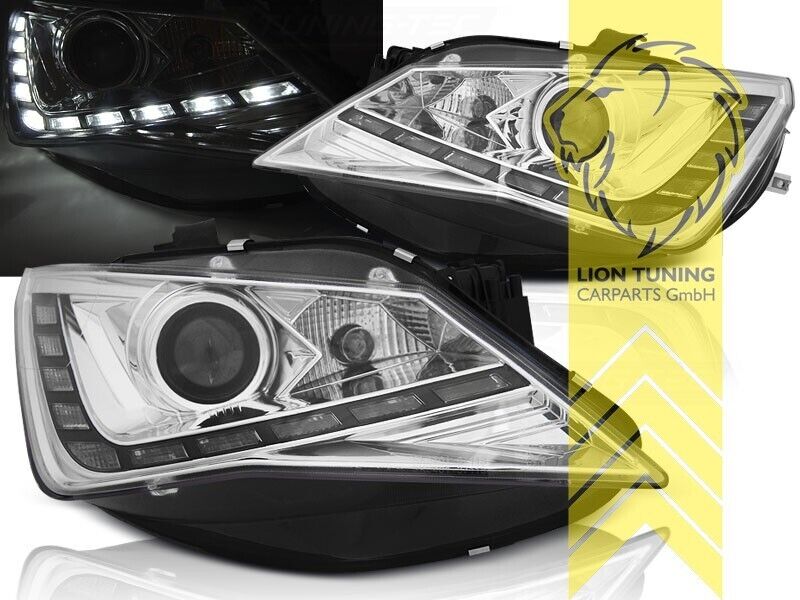 LT LED DRL Halo Lightbar Headlights Seat Ibiza 6J 6J1 6J5 6J8 12-16 Chome LHD