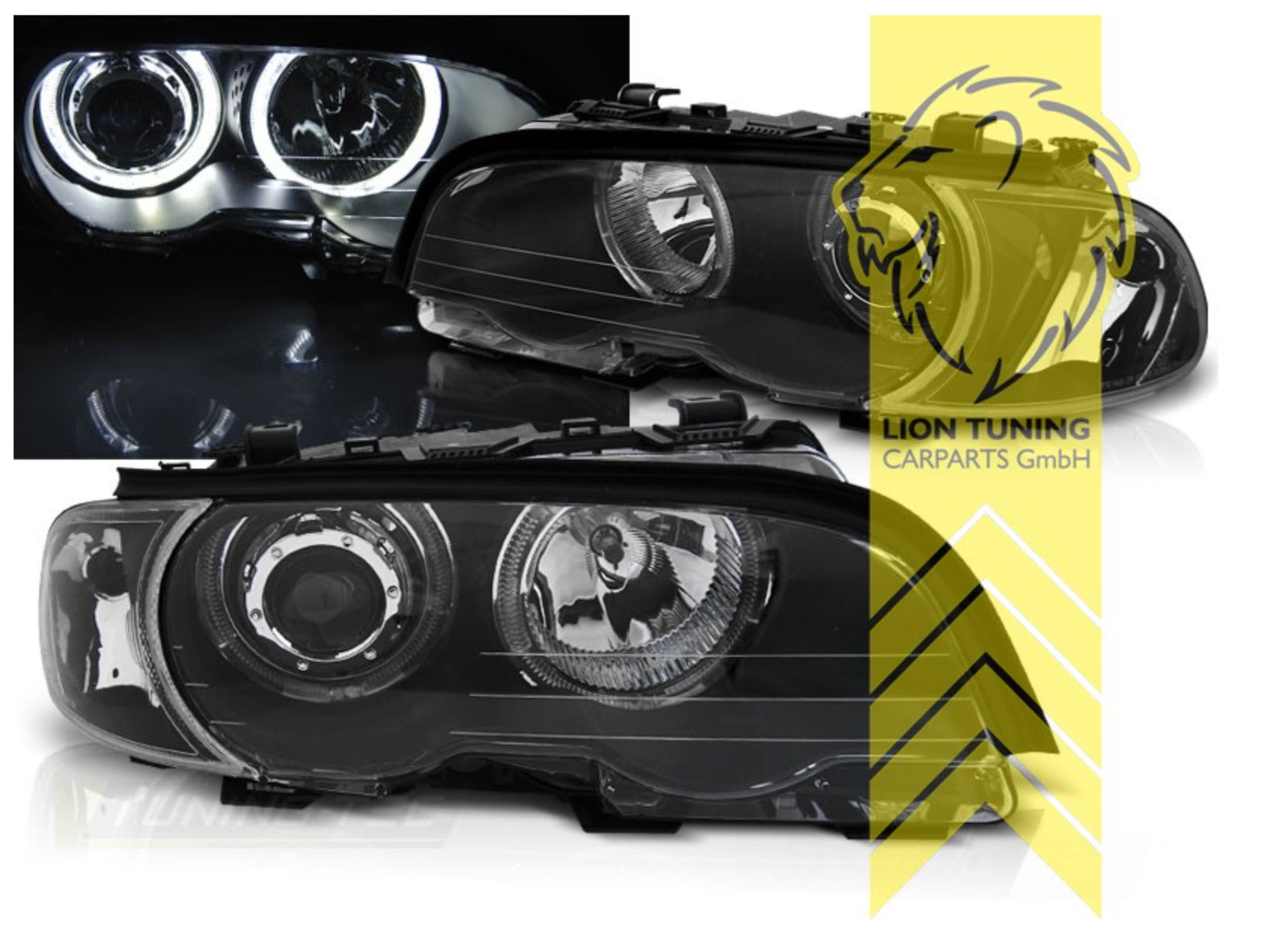 LT LED DRL CCFL Angel Eye Halo Ring Headlights BMW E46 Coupe Cabrio black LHD