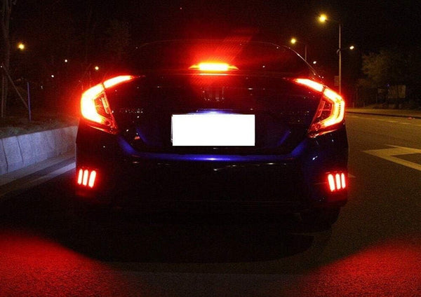 JDM Red LED DRL Lightbar Rear Bumper Reflector Light Civic X 10 GenX 16+ Saloon