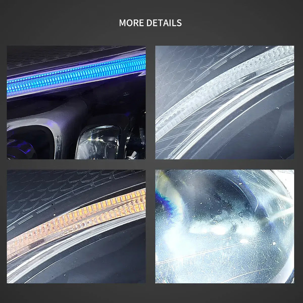 VLAND EU Pair Mercedes C-Class 15-21 LED DRL Seq Matrix Lightbar Headlights LHD