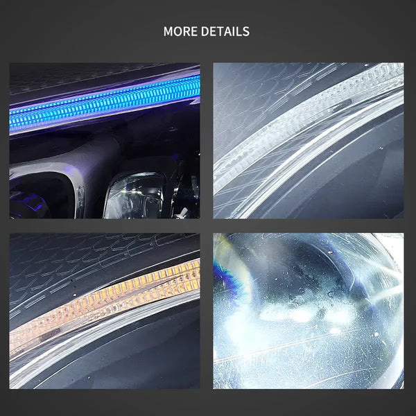 VLAND EU Pair Mercedes C-Class 15-21 LED DRL Seq Matrix Lightbar Headlights LHD